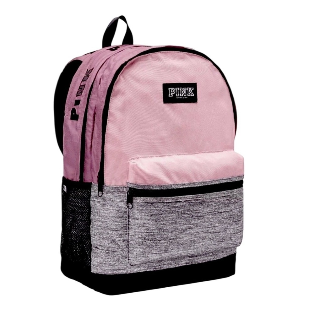PINK Victoria's Secret Collegiate Backpack Book Bag Pink Gray Black School